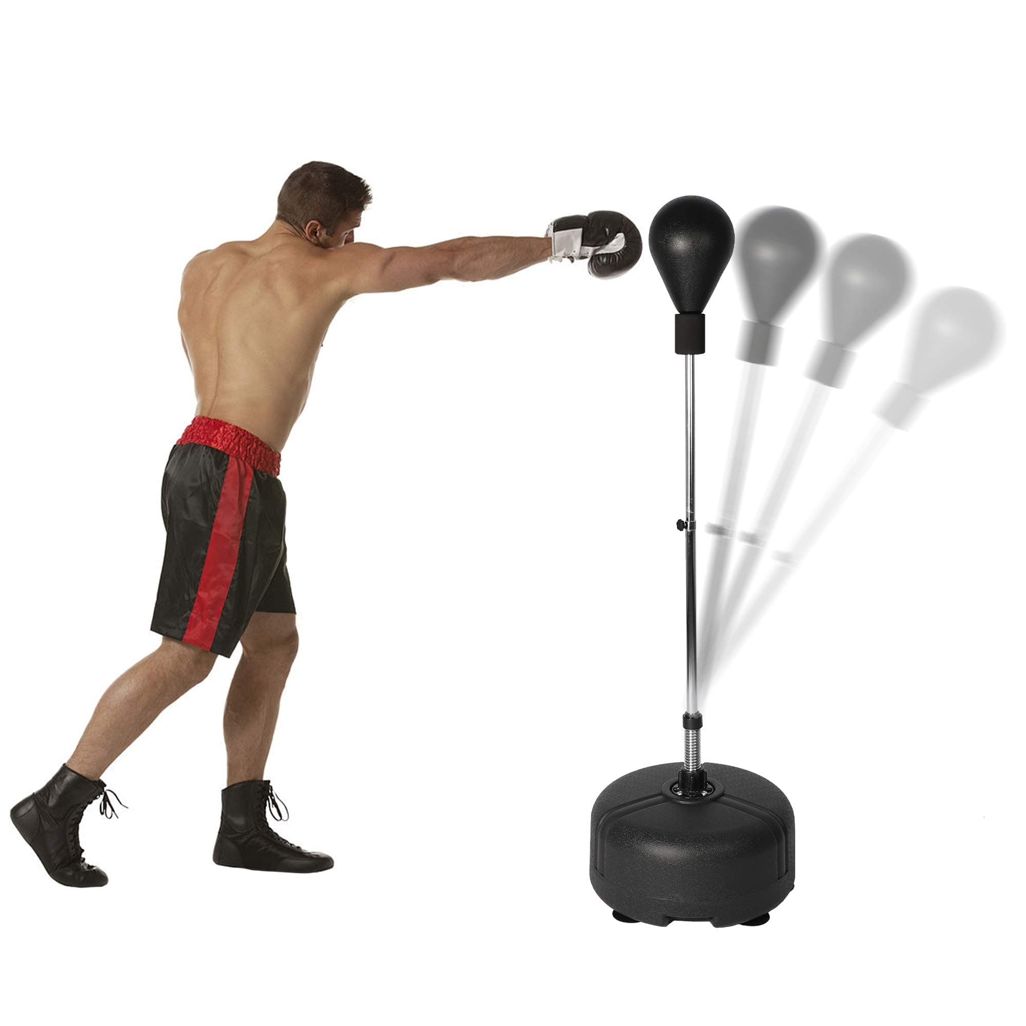 Punching Bag Freestanding Reflex Boxing Bag with Stand Height Adjustable Speed Punching Ball for Adult and Kids Fitness Training -Black