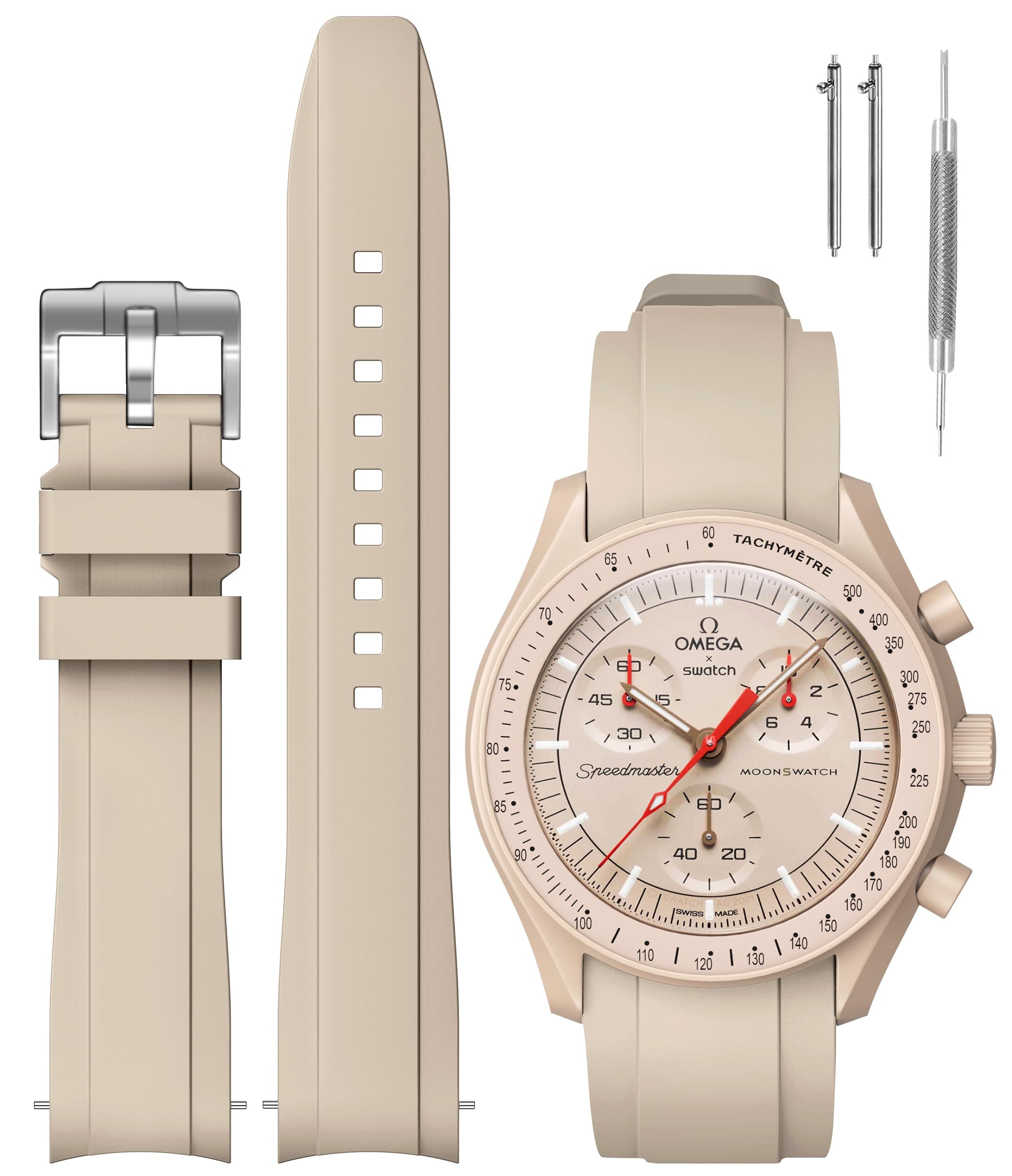 Strap for 20mm MoonSwatch,Curved Silicone Replacement Band for Omega X Swatch Speedmaster Watch 20mm,Soft 22mm Strap for Men Women Watch