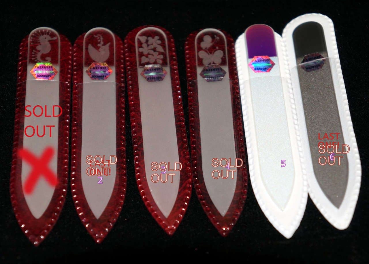 Authentic Patented Hand Cut and Titanium Czech Glass Nail File Two Sided 90mm 3.54in 1pc