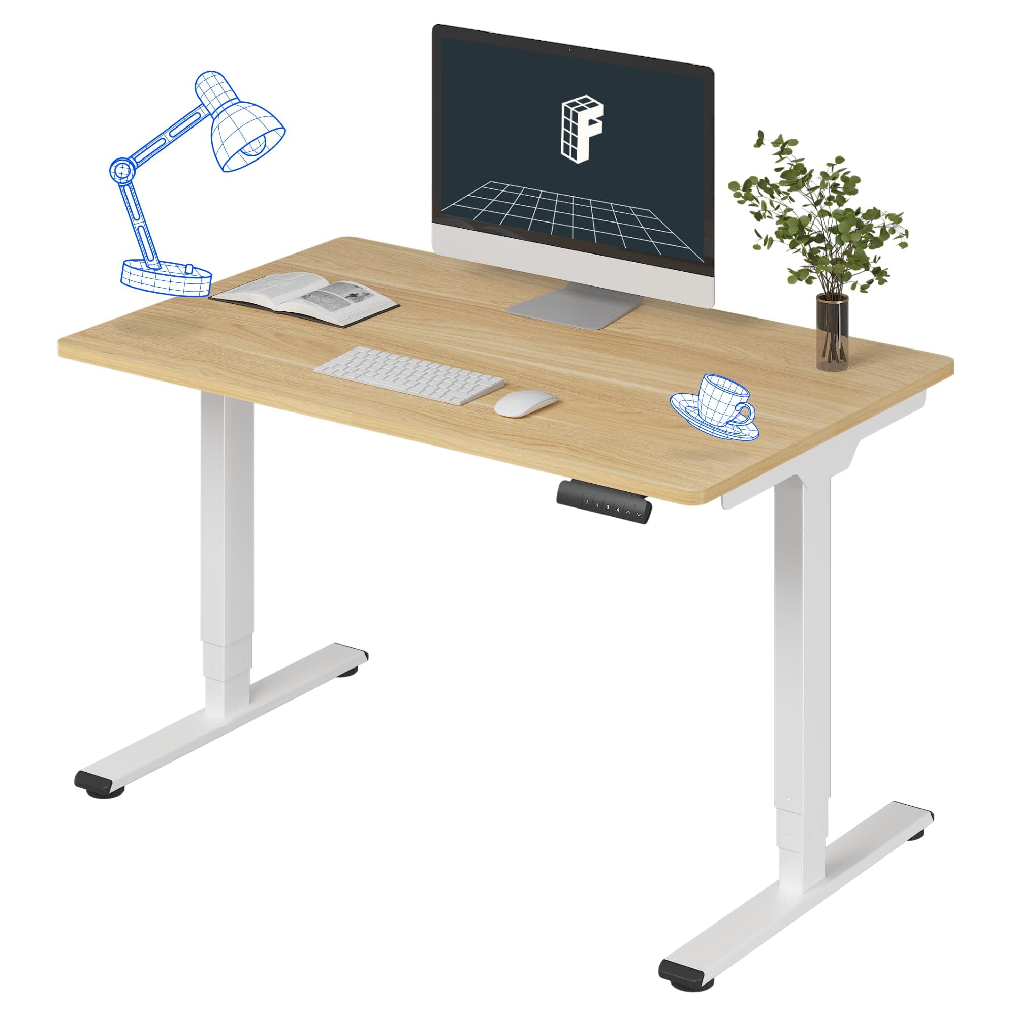 FLEXISPOT E6 3-Stage Dual Motor Electric Standing Desk 48 x 30 Sit Stand Up Desk, Holds 220 lbs, Adjustable Height w/Memory Presets, One-Piece Maple Desktop & White Frame, Ships in 2 Boxes
