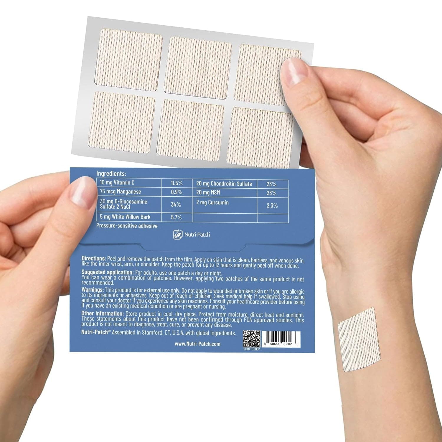 NUTRI-PATCH Inflam Topical Skin Patch | Infused with Turmeric, MSM, White Willow Bark and Vitamin C, 30 Count