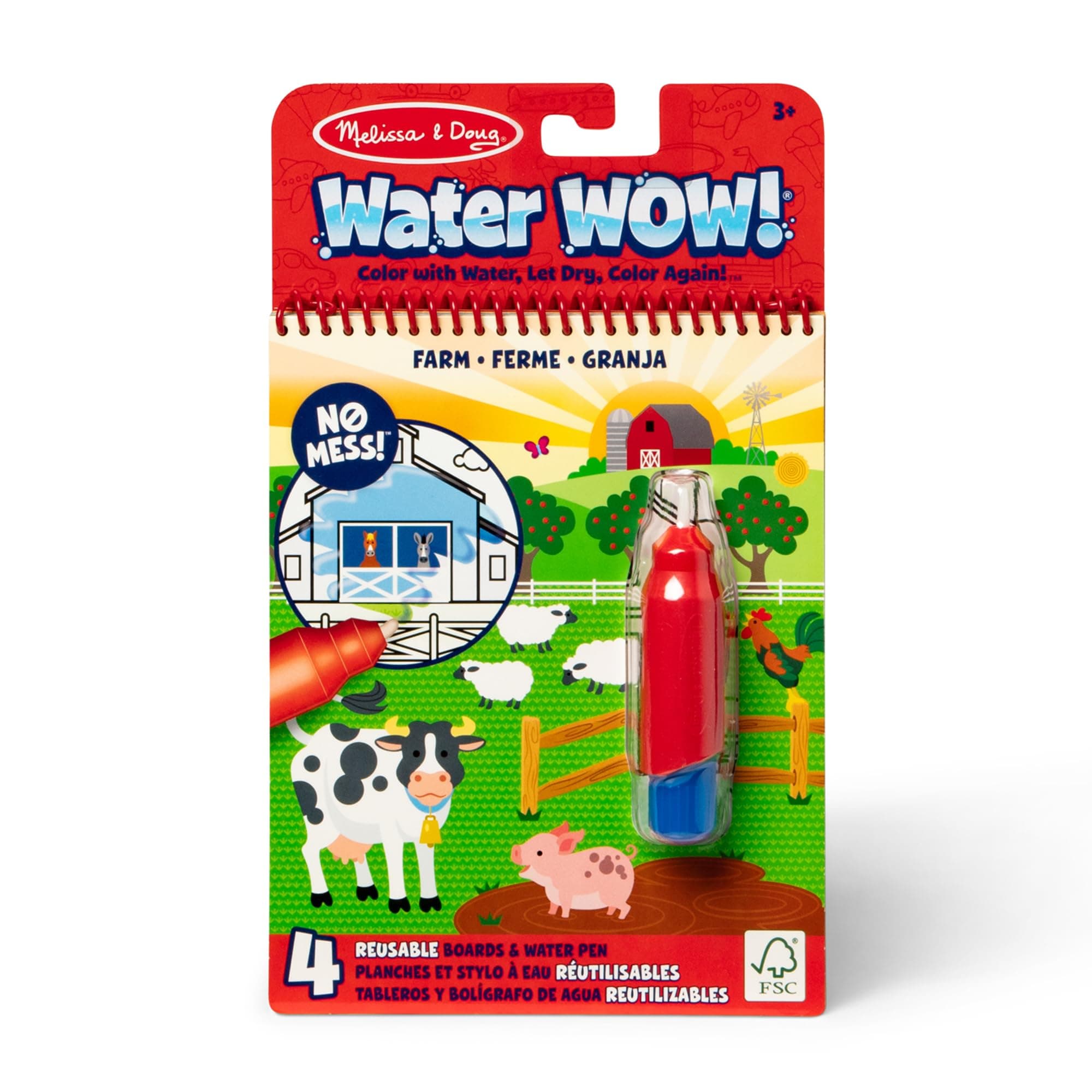 Water Wow! Mess Free Coloring Book, Reusable Water-Reveal Activity Pad, On The Farm, Travel Toys, Party Favors, for Toddlers & Kids Ages 3+
