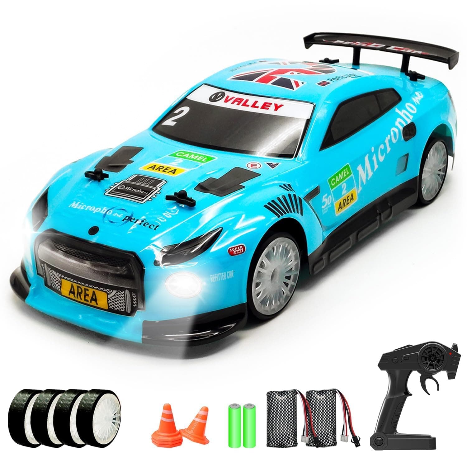 RACENT 1:14 RC Drift Car, 4WD 15MPH Fast Remote Control Cars for Adults with Drifting & Racing Tires, 2 Rechargeable Batteries