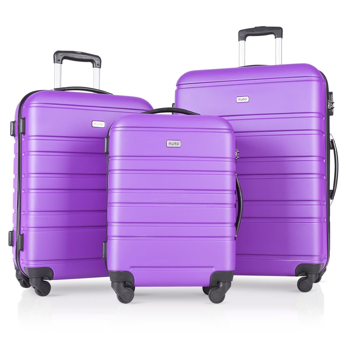 Travel Suitcase Spinner Luggage sets Hardshell Lockable 3 Piece Set(20" 24" 28") Purple