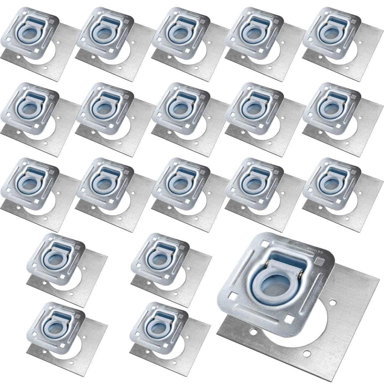 Recessed D-Ring 6,000 lb. Cap. Tiedown w/ Backing Plate - 20 pack