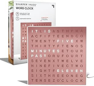 Sharper Image® - Word Clock with LED Light, Modern Design 7.75" Electronic Wall Clock or Computer, USB Cable and Power Adapter, Unique Contemporary Decor for the