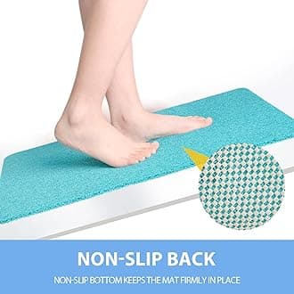 Non-Slip Bathtub Mat, Anti Slip Shower Mat, Fast Drying Bathtub Mats, Foot Scrubber Mat, Anti Slip Mat for Tub, Floor, Bathroom, Kitchen, Home, Hotel (Turquoise Blue 24"×24")