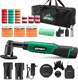 BATOCA S6 Micro Cordless Polisher for Car Detailing, 2x2.0Ah Batteries, 0mm Rotary Buffer, 12mm Dual Action Polisher 1 and 3 Inch with 6 Speeds 1000-5000 RPM for Car Polishing, Sanding Motorcycle