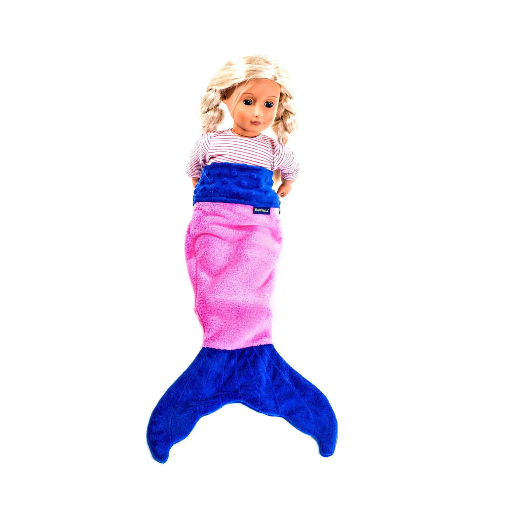18 Doll Mermaid Tail Blanket Accessory by Blankie Tails - Pink & Periwinkle by Blankie Tails