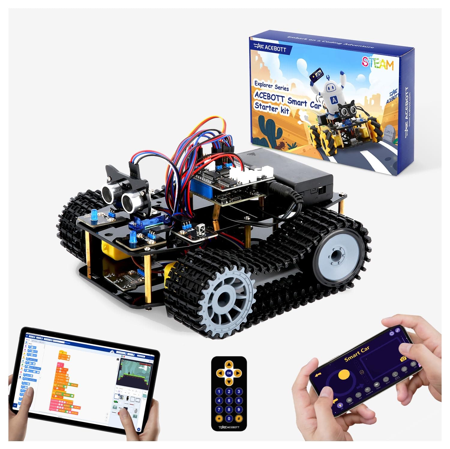 Robotics Kit for Kids Ages 8–12, Smart Robot Tank Car Compatible with Arduino & Scratch & Python, STEM Toys for Boys Ages 8–12, App & Remote Control, Birthday Coding Gift for Boys, Girls and Adults