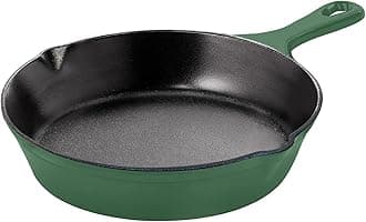 Saute Fry Pan - Chefs Pan, Pre-Seasoned Cast Iron Skillet - Frying Pan 6.5 Inch - Safe Grill Cookware for Indoor & Outdoor Use - Cast Iron Pan - Cooking Gift for Men & Women (Green)