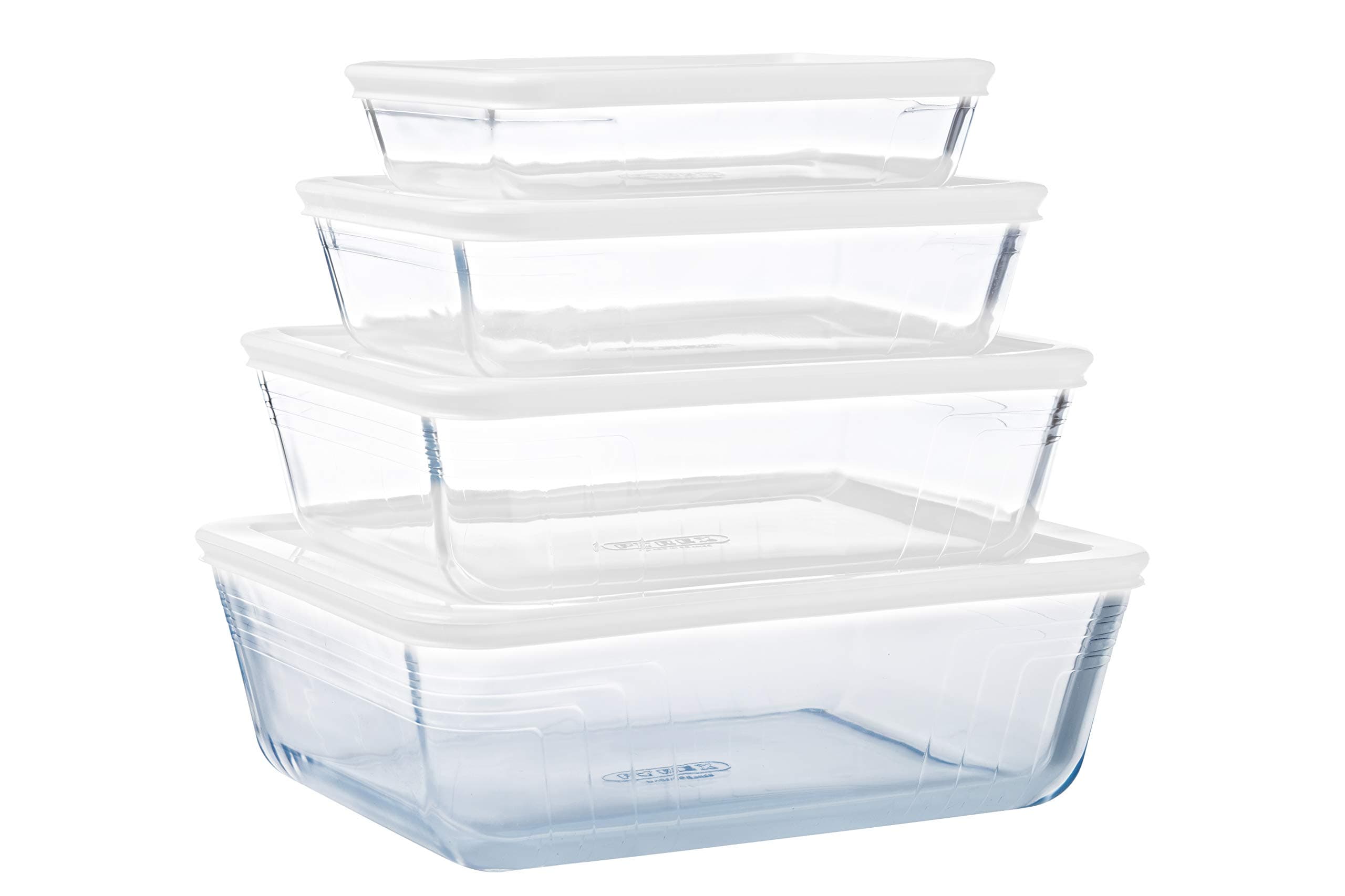 Cook & Freeze Set of 4 Glass Dishes with Airtight Lids (0.8 L, 1.5 L, 2.6 L, 4 L) - Special Freezing - BPA Free