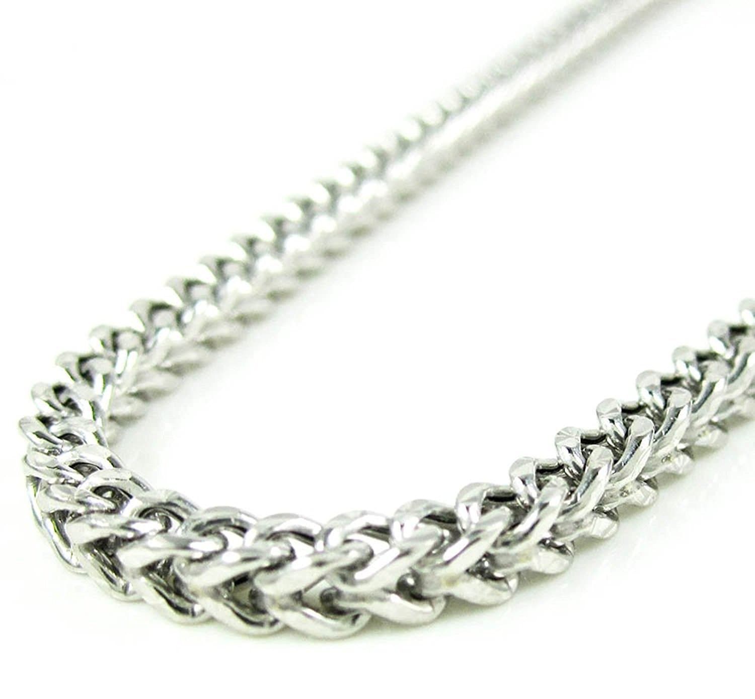 14K White Gold Men's 3.9MM Solid Diamond Cut Franco Chains, Lobster Clasp