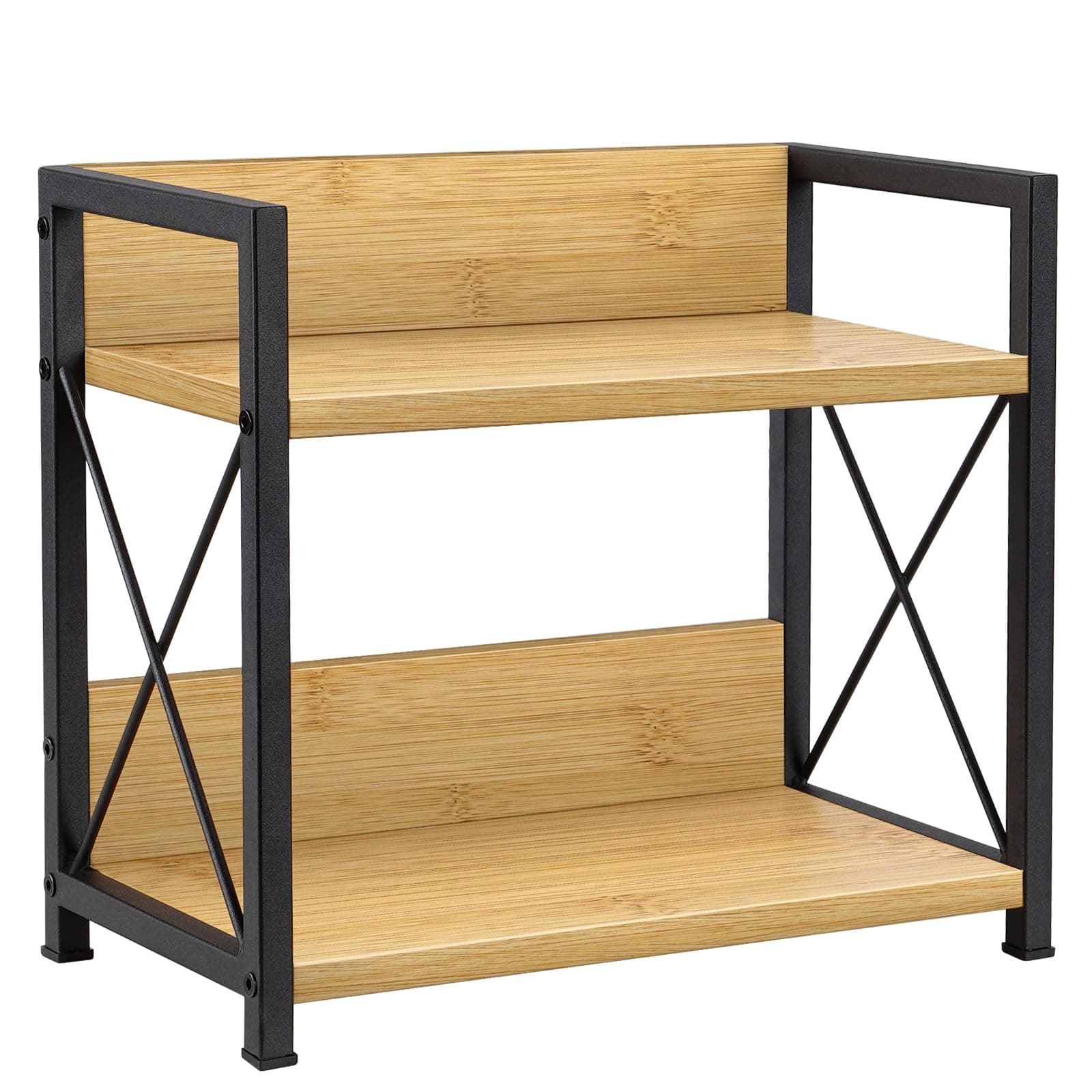 Giikin Countertop Shelf Organizer, 2 Tier Kitchen Spice Rack Organizer for Countertop, Wood Coffee Counter Shelf Organizer for Home (Bamboo, S)