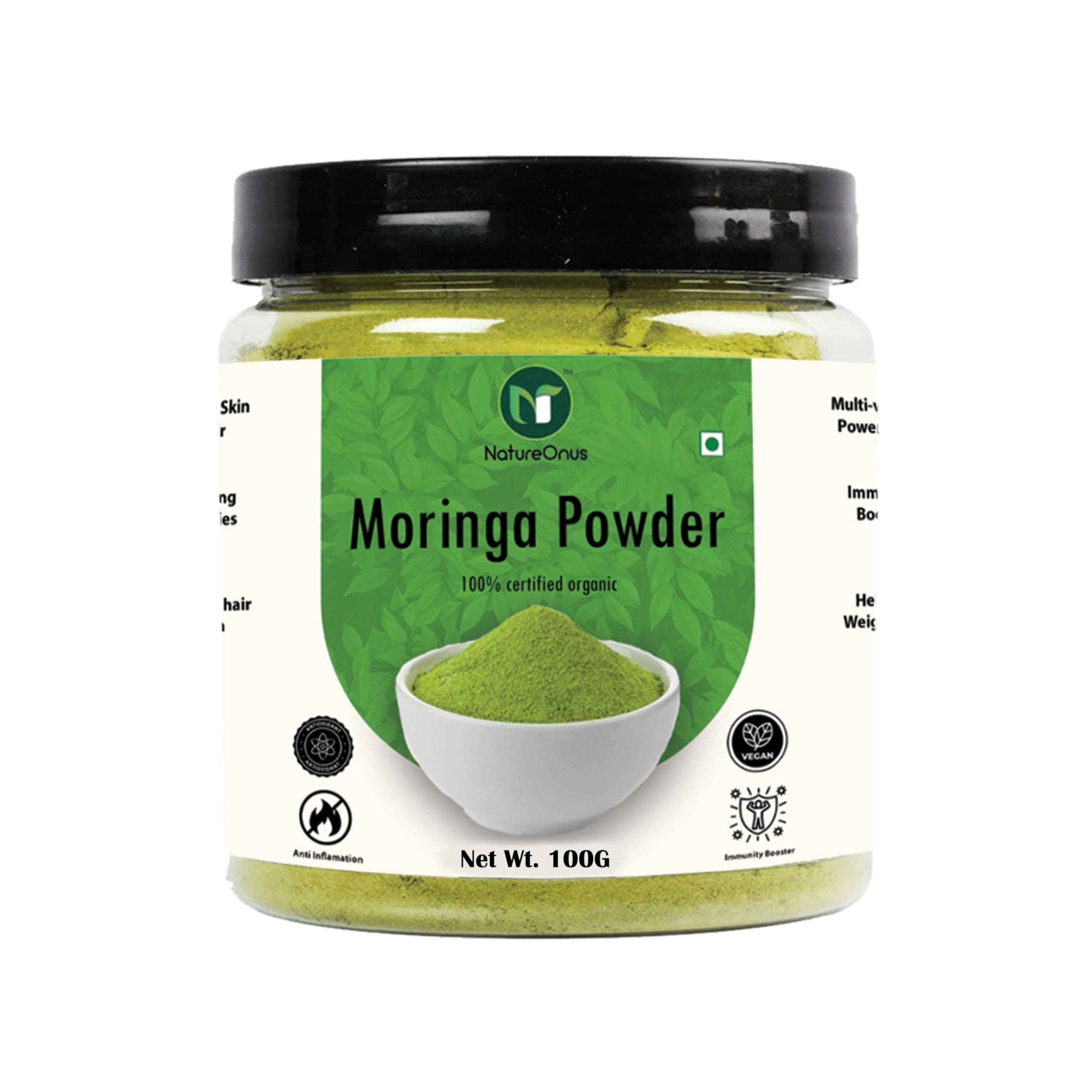 Moringa Powder - Drumstick Leaf Powder 100gms | Moringa Oleifera, Moringa for Immunity, Digestion & Energy | Natural Multi-vitamin, Anti-Oxidant | Good for Hair & Skin | Protein Rich