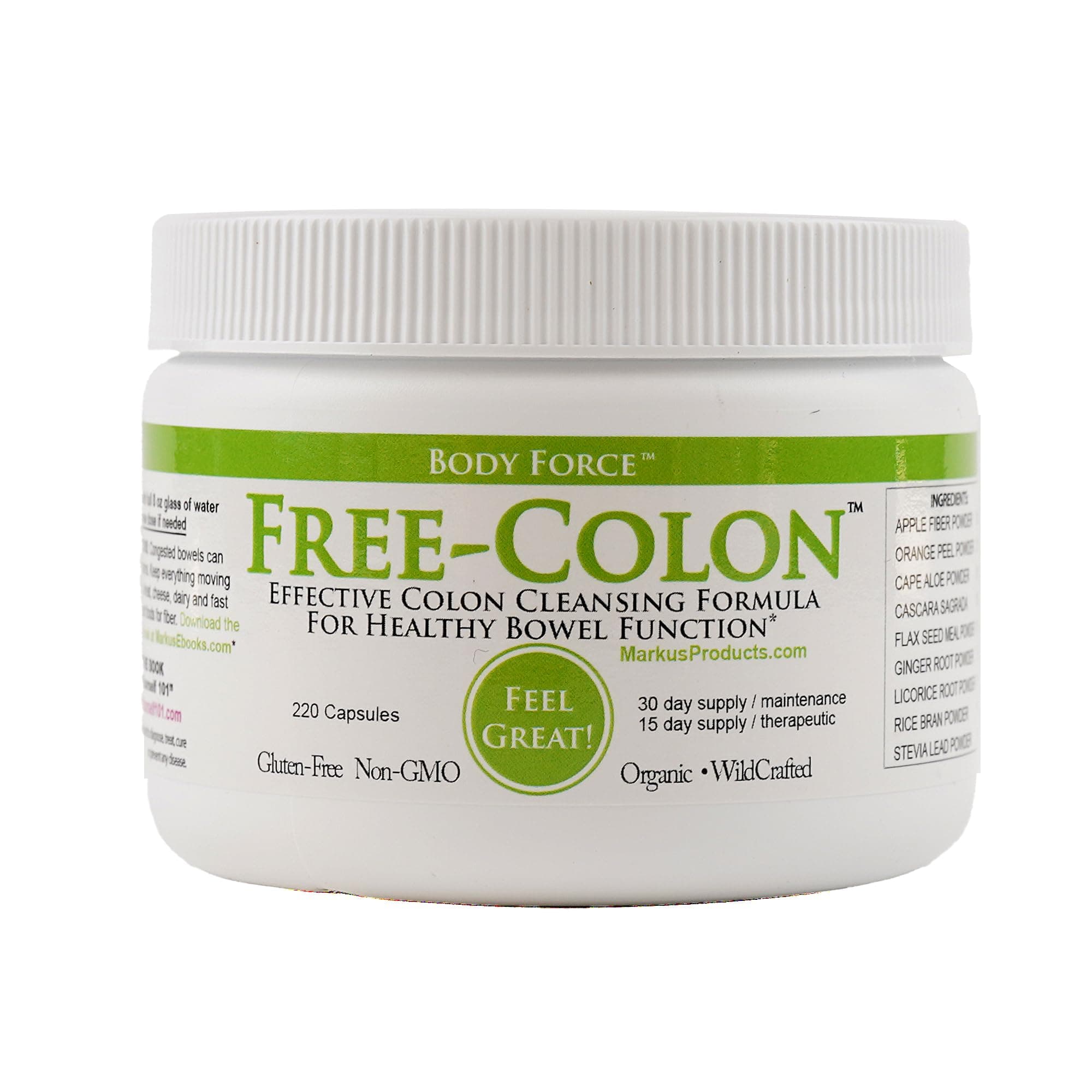 Colon Formula by Markus- Capsules - Comprehensive Formula - Fiber Rich for Toxin Removal - Aloe, Ginger, Citrus Flavonoids & Cascara Sagrada - Gentle & Effective Detoxification