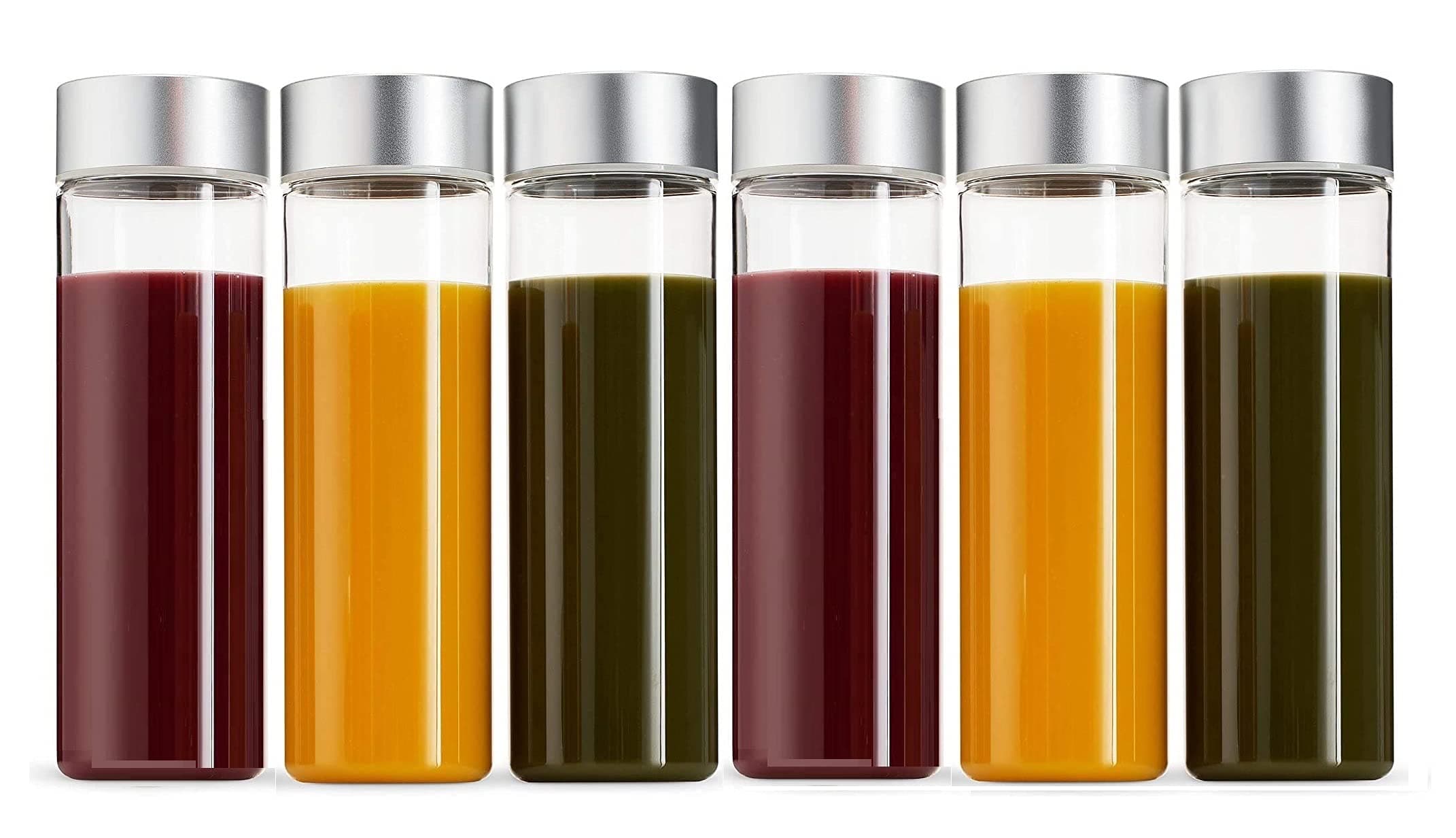 Ash & Roh® - Clear Glass Jar And Container With Air Tight Lid Storage of Spices and Dry Fruit (400 ML SILVER BAMBOO, 6)