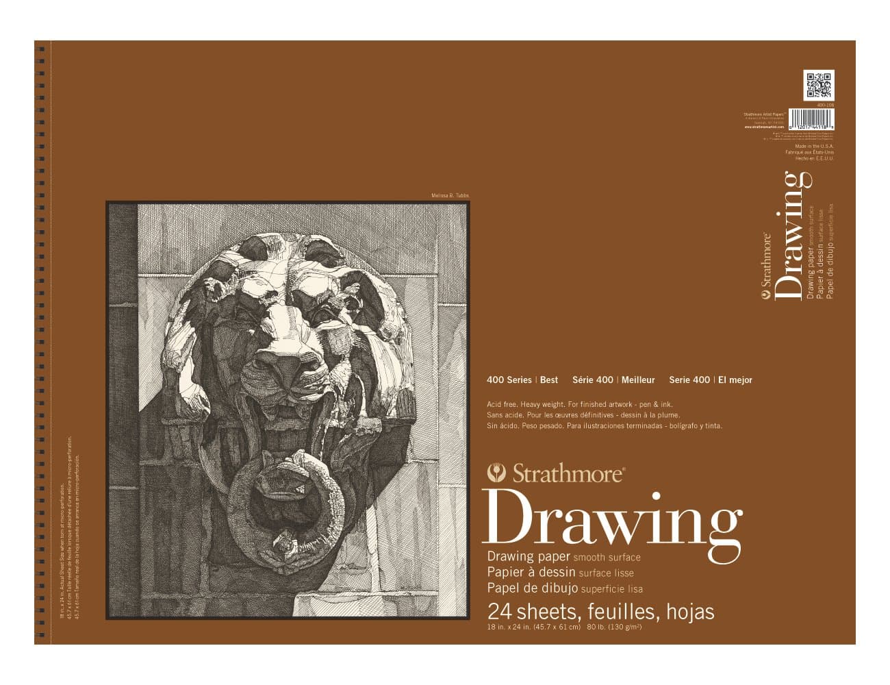 Strathmore (400-108) 400 Series Drawing, Smooth Surface, 18 by 24", 24 Sheets , White