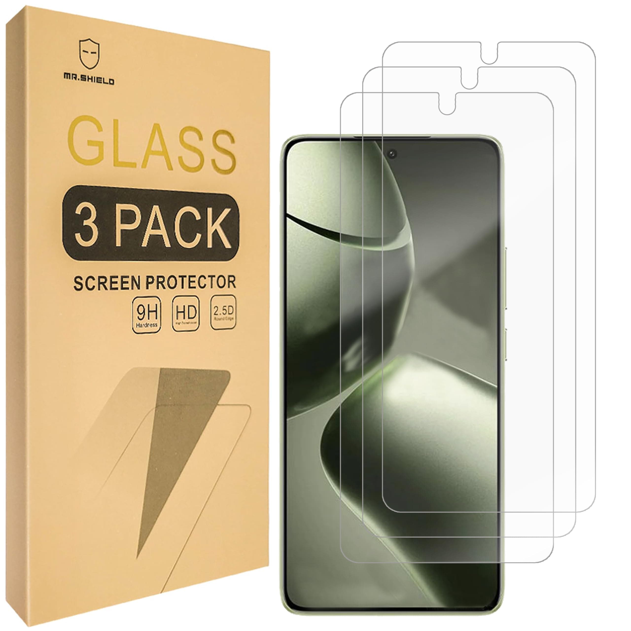 Mr.Shield Screen Protector compatible with Xiaomi 14T / Xiaomi 14T Pro [Tempered Glass] [3-Pack] [Japan Glass with 9H Hardness]