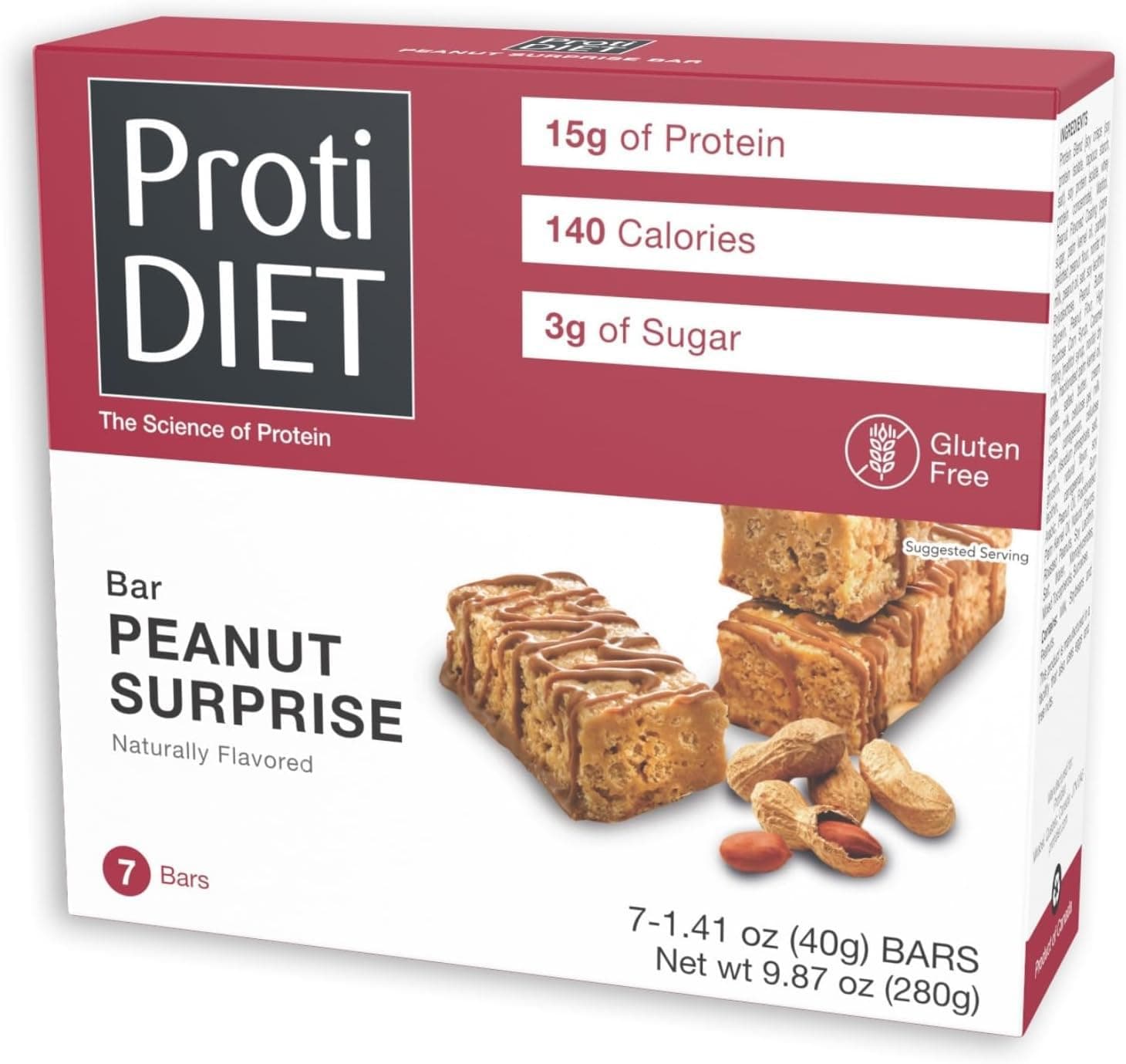 Peanut Surprise High Protein Bar, No Trans Fat, Nutrient Rich Protein Fiber Bars - High Protein Snacks for Adults - Healthy On-the-Go-Snack - 7 Delicious Peanut Meal Bars Per Box