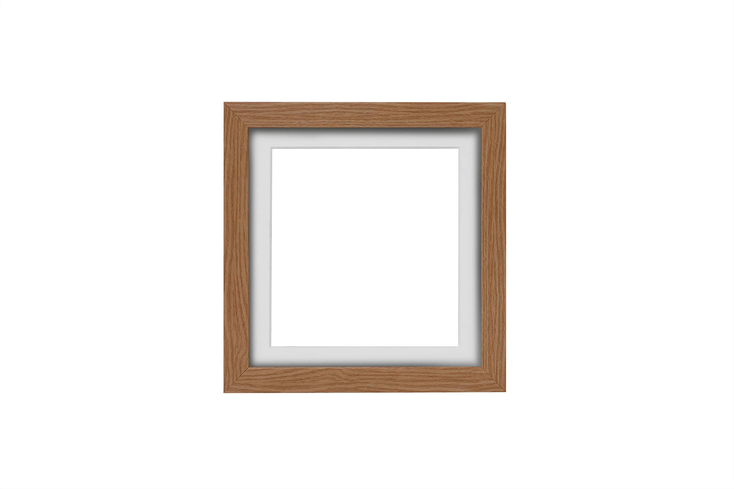 Instagram Square 3D Deep Box Picture/Photo/Poster Frame Poster Display with Bespoke Mount - Oak Frame with White Bespoke Mount - 10"x10" for 8"x8" pictures - m-3D-DeepBox-oak-wht-10x10for8x8
