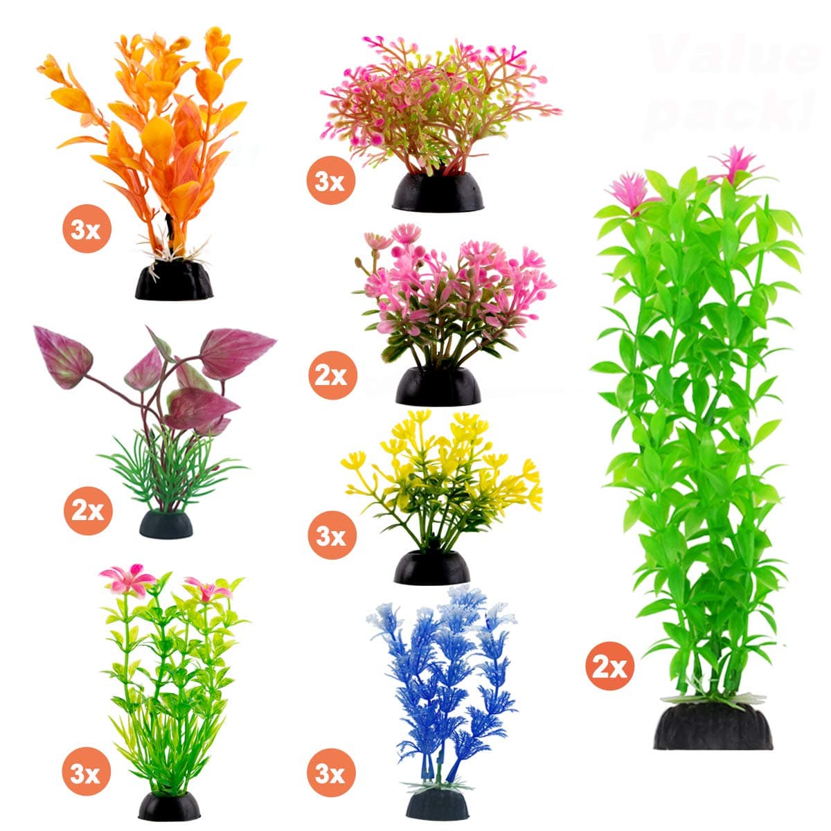 CousDUoBe Aquarium Decorations 21 Pack Lifelike Plastic Decor Fish Tank Plants,Used for Household and Office Aquarium Simulation Plastic Hydroponic Plants