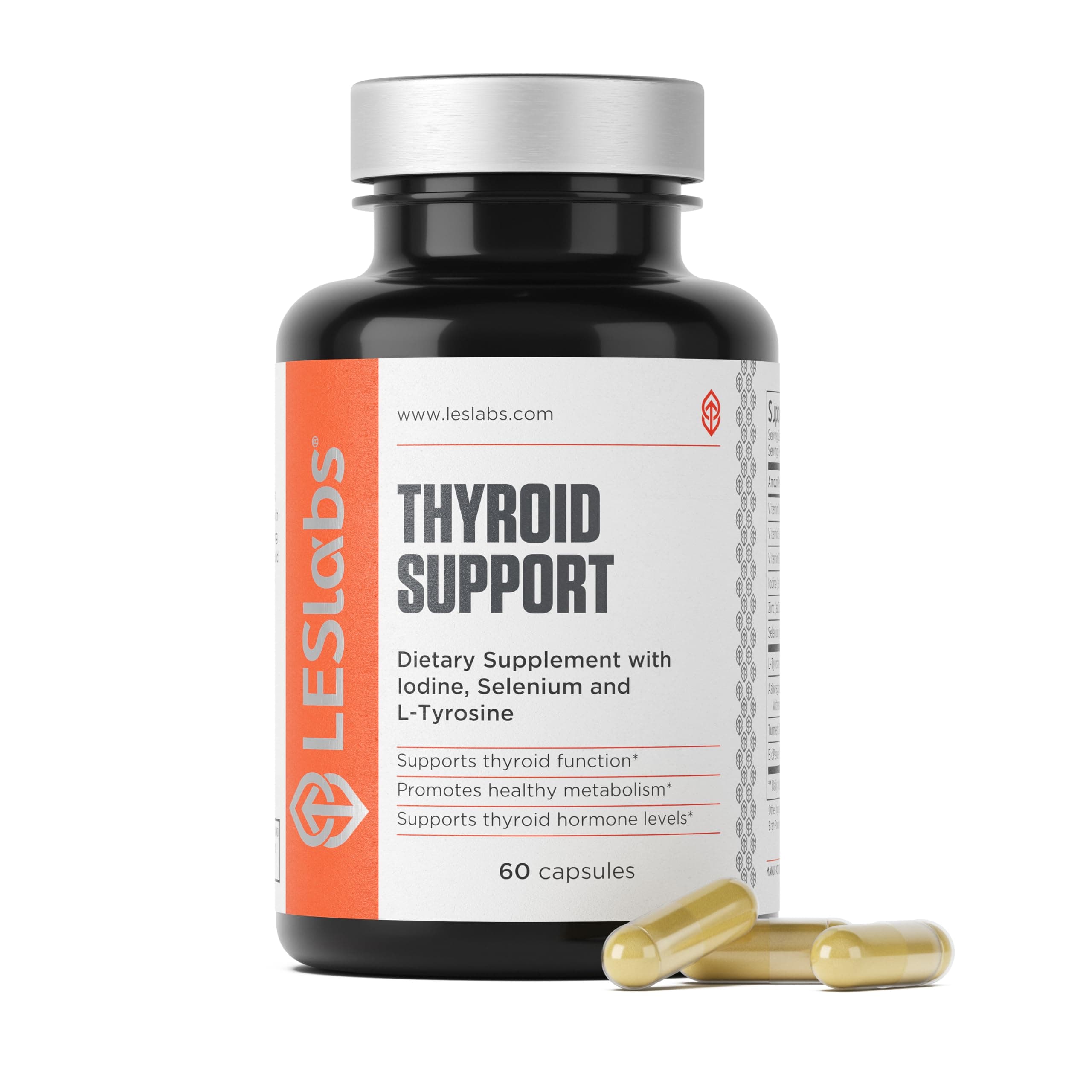 Thyroid Support – Metabolic Health, Thyroid Hormone Production, Energy & Focus – Iodine, L-Tyrosine, Ashwagandha, Selenium & Turmeric – Non-GMO Supplement – 60 Capsules