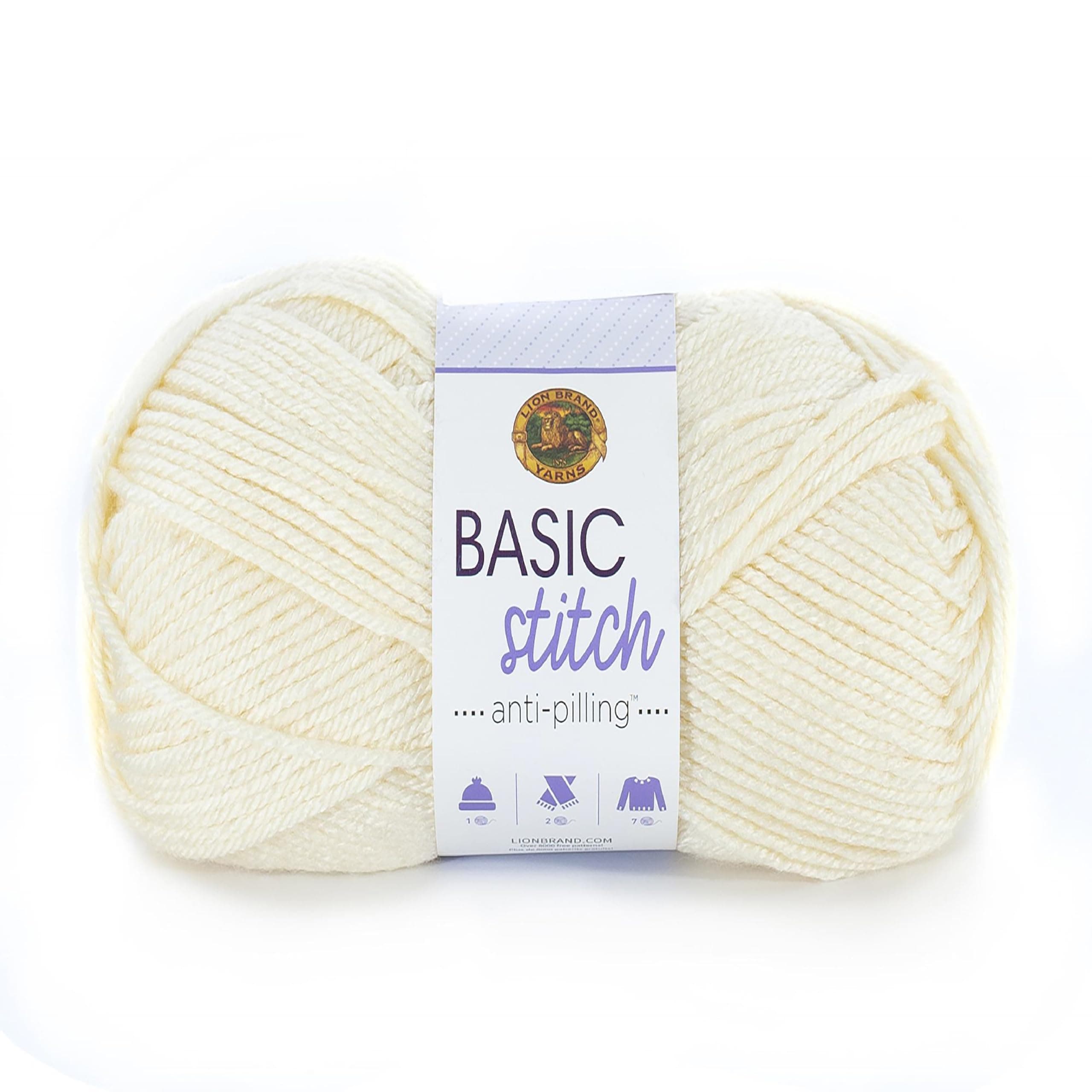 Lion Brand Yarn Basic Stitch Anti-Pilling Knitting Yarn, Yarn for Crocheting, Ecru, 185 yards (Pack of 1)