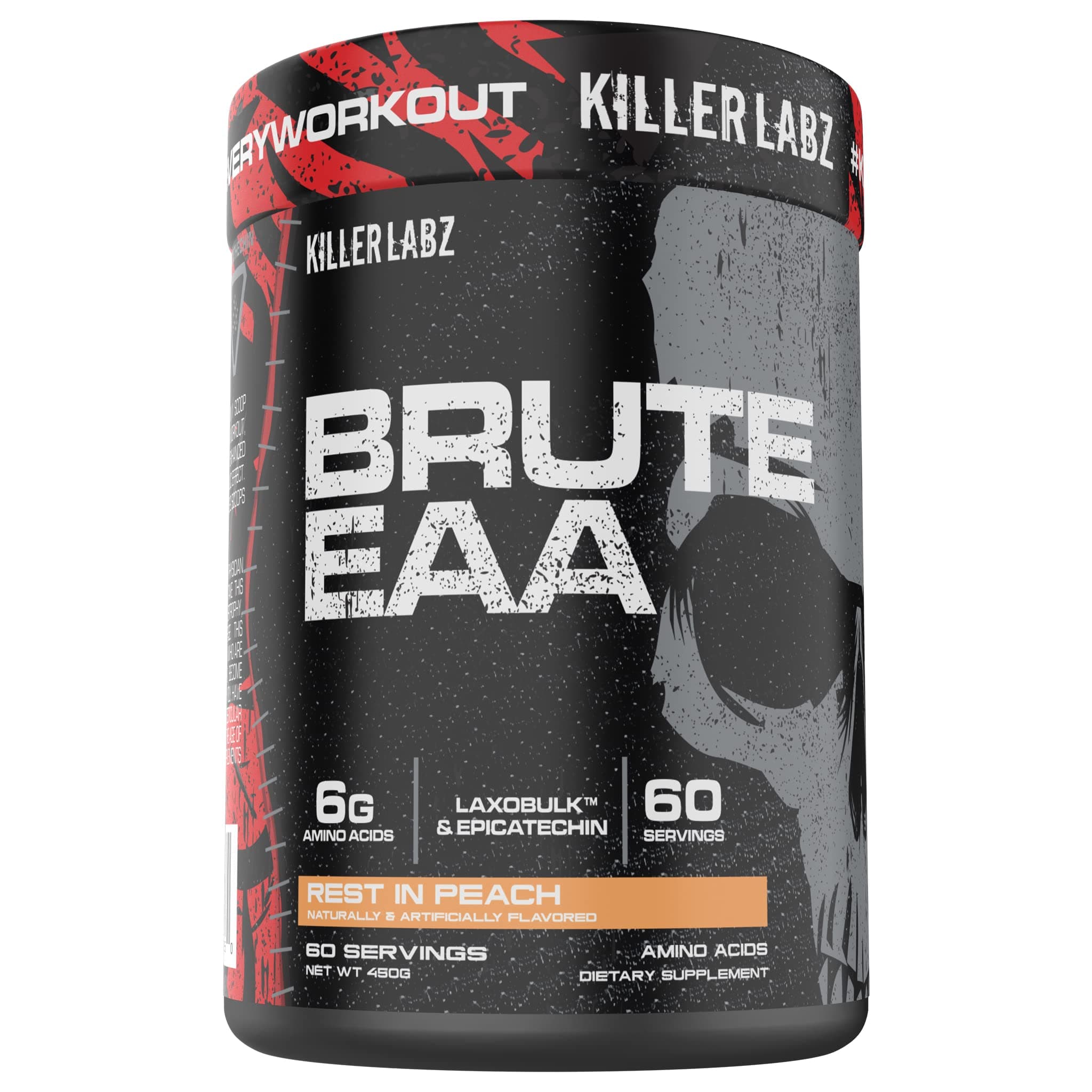 KILLER LABZ Brute EAA | 6g Amino Acids | Laxobulk & Epicatechin | 60 Servings (Rest in Peach)
