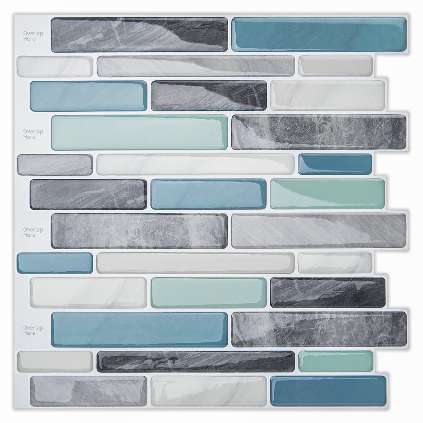 LONGKINGSelf-Adhesive Kitchen Backsplash, Marble Look Decorative Tiles (10 Tiles)