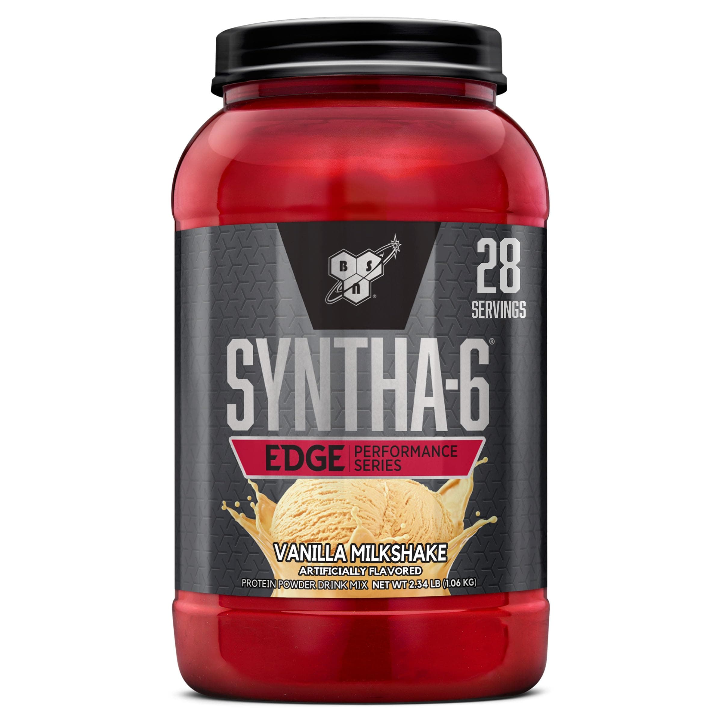 BSN SYNTHA-6 EDGE Protein Powder, Vanilla Flavored Powder with Hydrolyzed Whey, Micellar Casein, for Muscle Gain, Low Sugar, 24g Protein, Vanilla Milkshake, 28 Servings, 2.34 Pound (Pack of 1)