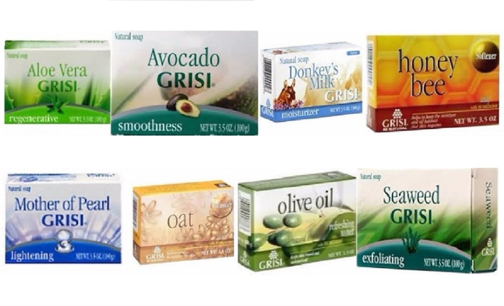 Grisi Brand Soap Sampler With Eight Full Sized Variety Bar Soaps