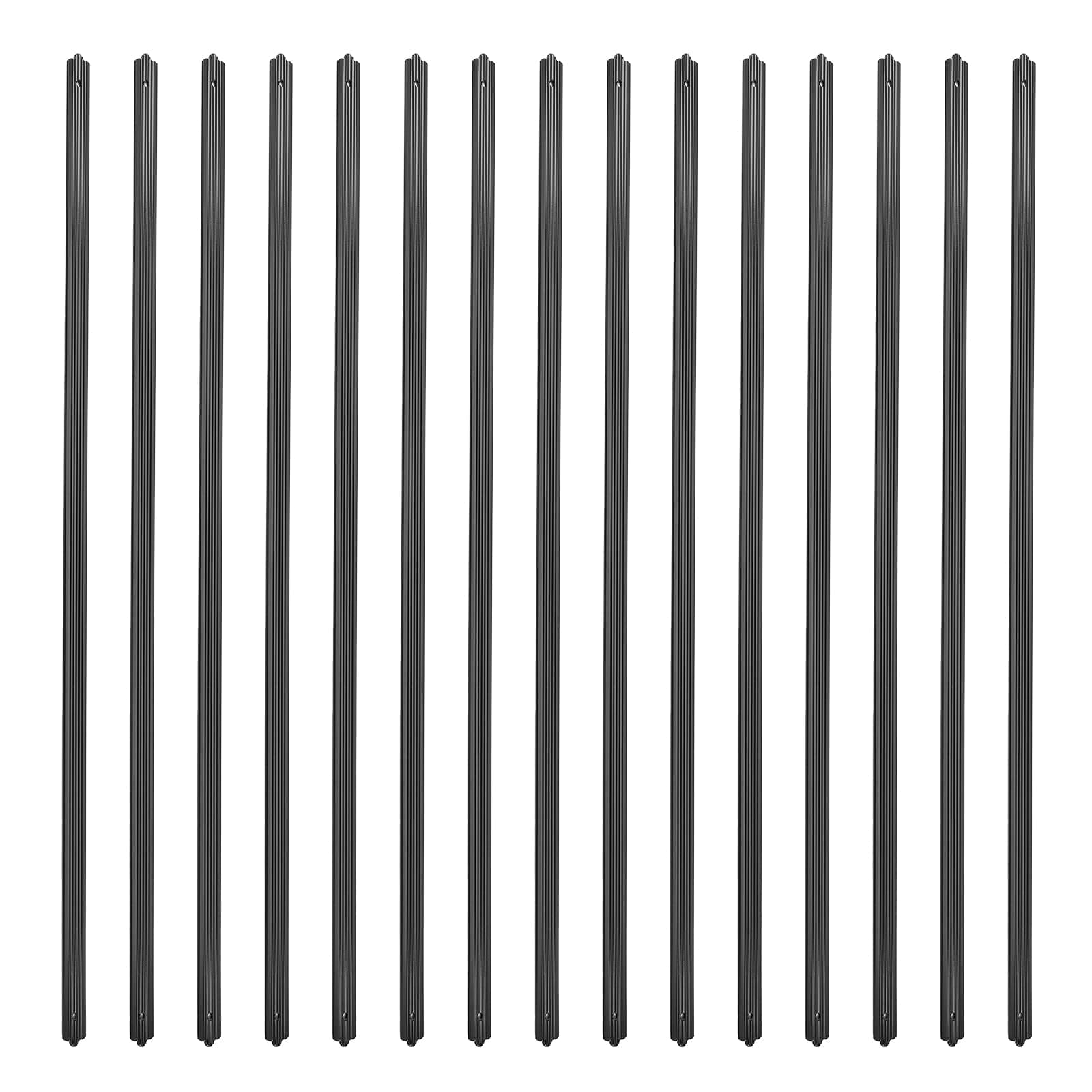 Towallmark 50 Pack Aluminum Deck Balusters, 32.25 x 1 x 0.1 inch Flat Straight Grooved Porch Railing, Matte Black
