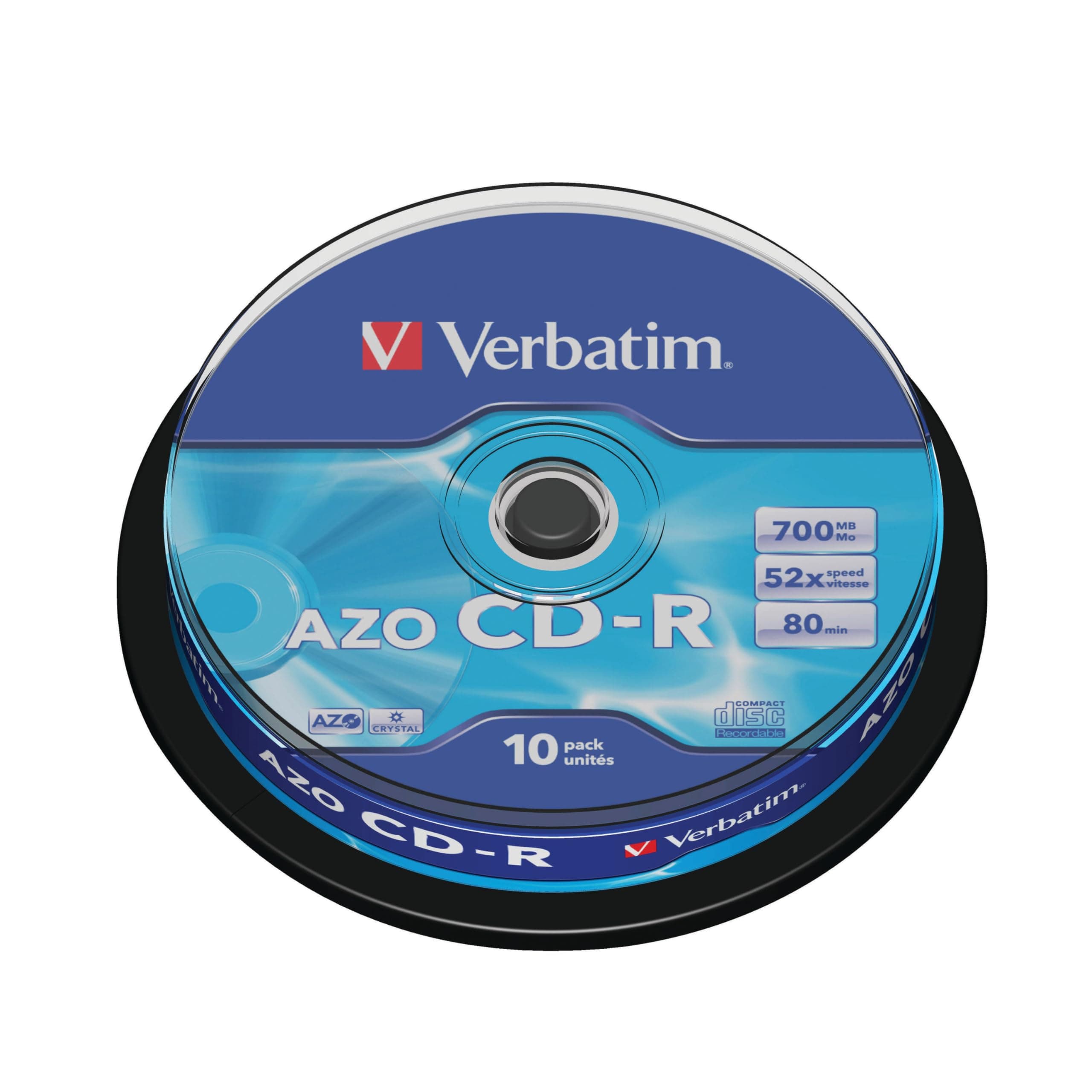 Verbatim 43437 CD-R 700MB 80 Minute 52x Recordable Blank Disc (Pack of 10 Disc Cake Box Spindle)