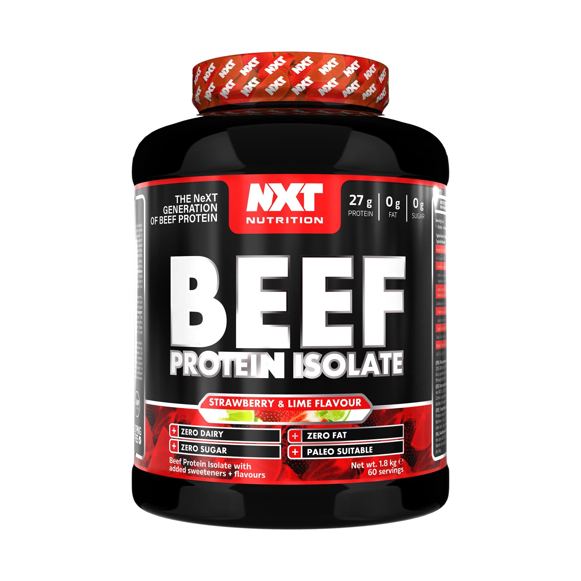 Beef Protein Isolate Powder - Protein Powder High in Natural Amino Acids - Paleo, Keto Friendly - Dairy and Gluten Free | 1.8kg | Strawberry Lime Crush