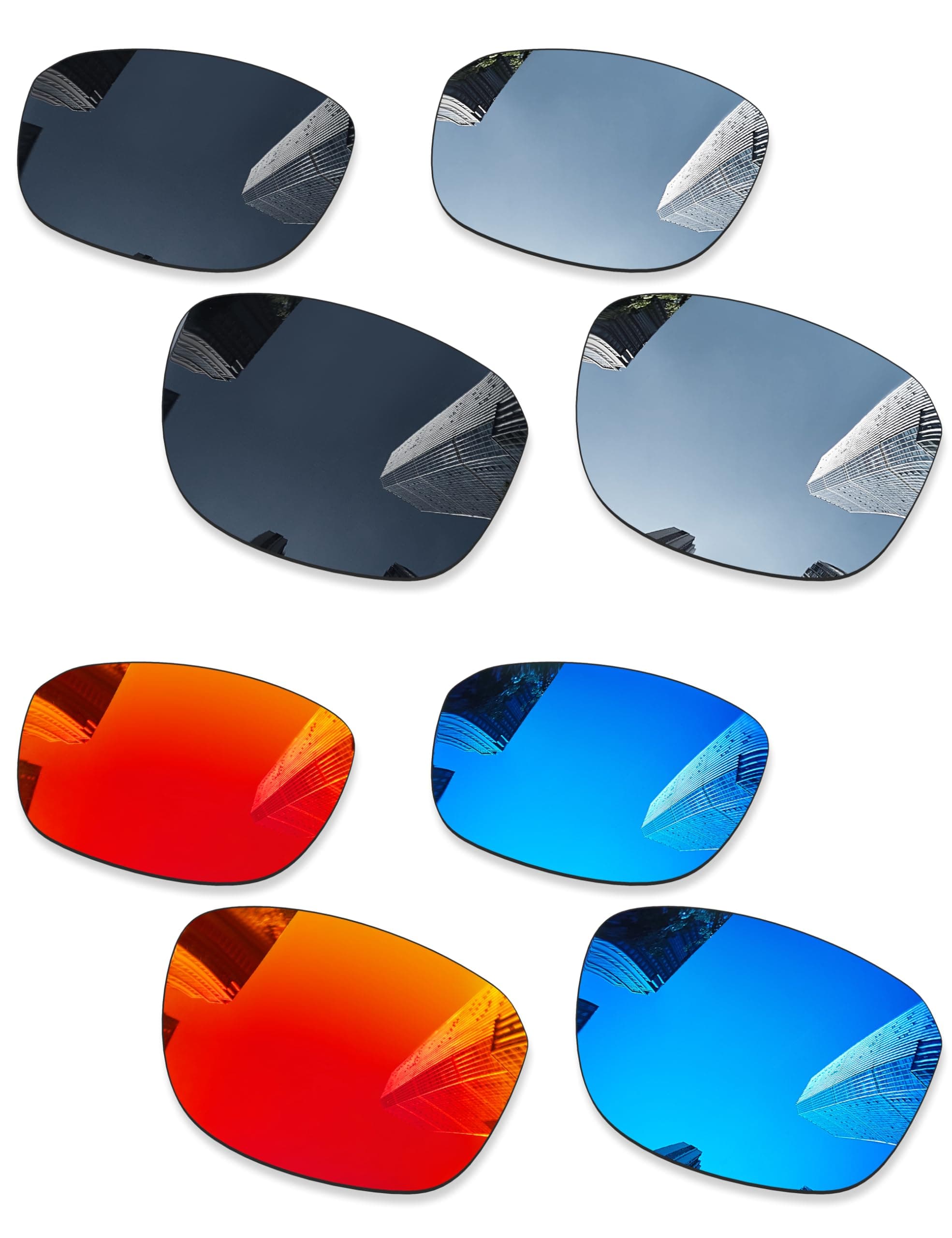 4 Pairs Ploarized Replacement Lenses for Oakley Split Shot OO9416 Sunglasses - Black + Silver Titanium + Ice Blue + Fire Red
