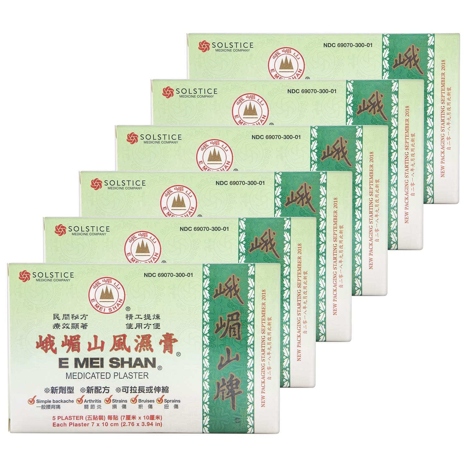 E Mei Shan Medicated Plaster (Jako Kototsu) (5 plasters per Box) (6 Boxes) (Solstice)