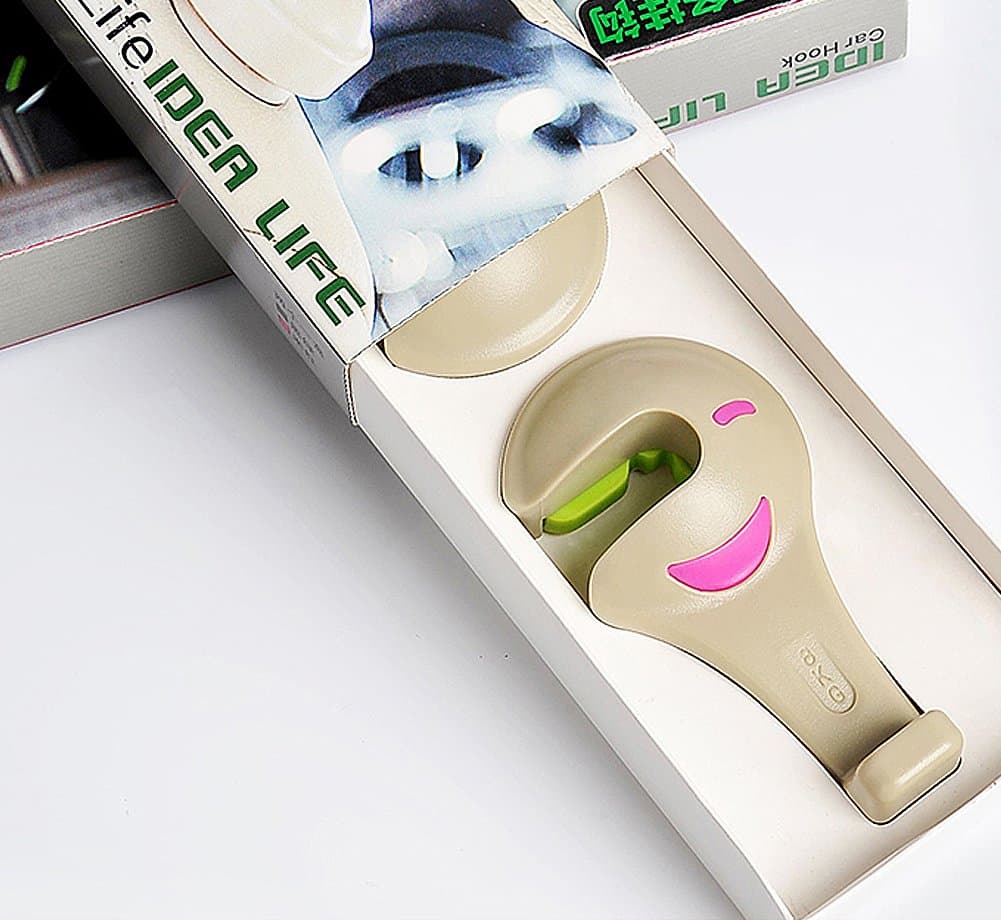 KJG 2-Pack Universal Car Back Seat Headrest Hanger Holder Hook Rapidly release For Bag Purse Cloth Grocery ( Beige )