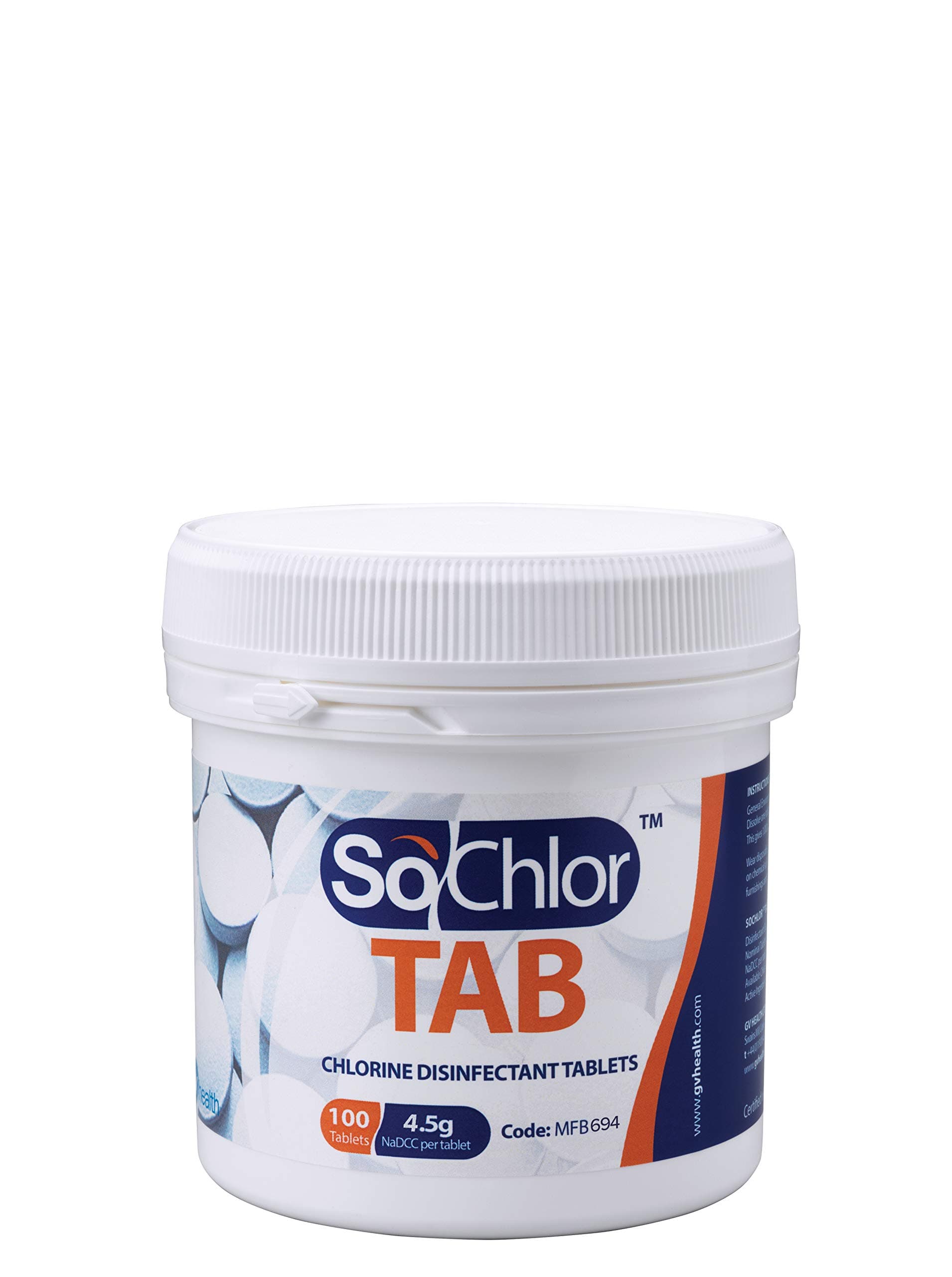 SoChlor TAB 4.5g NaDCC Chlorine Disinfectant Tablets x100