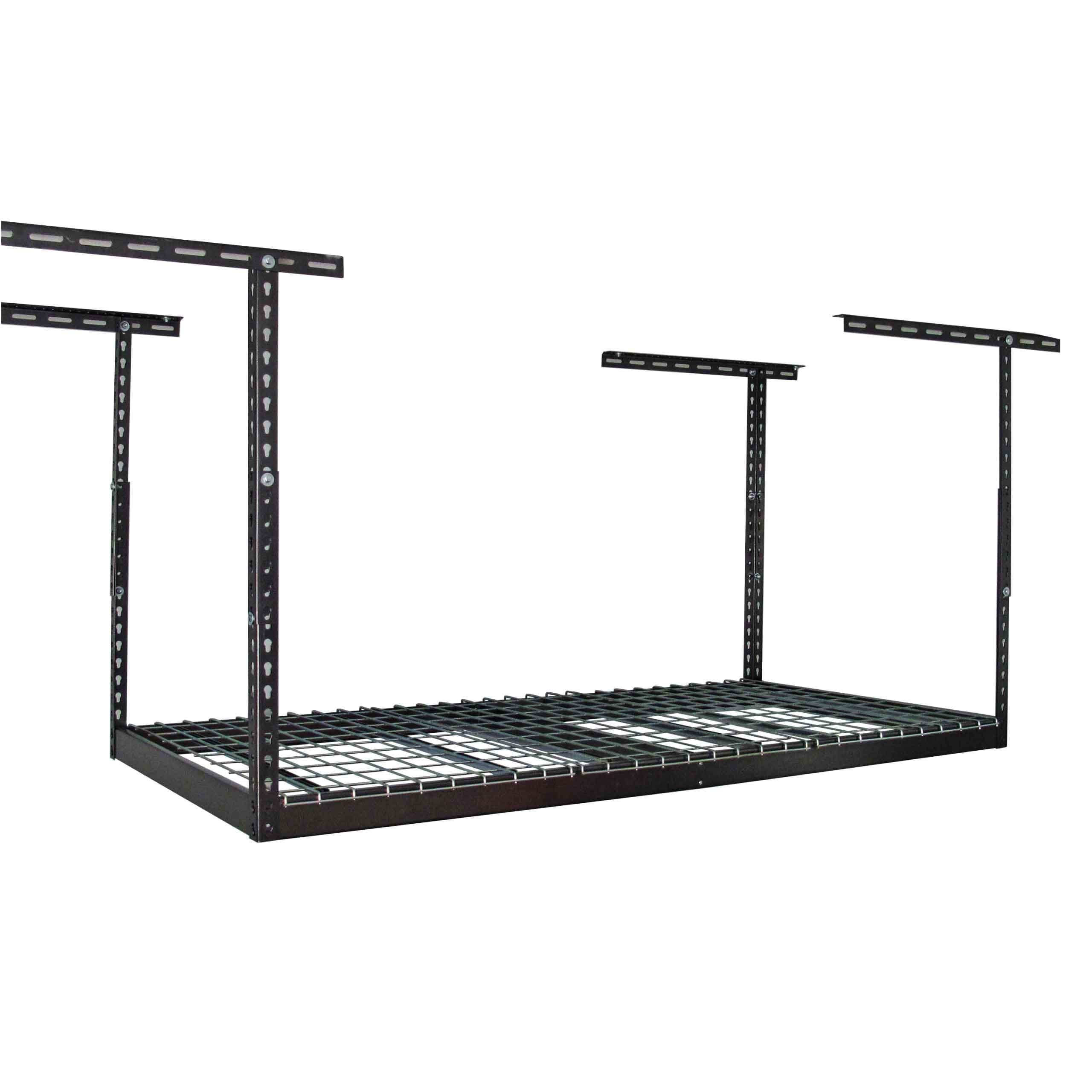 MonsterRax Overhead Garage Storage Rack - Heavy Duty Racks for Garage with 400 lb Capacity, Easy Garage Shelving, Adjustable Storage Rack, Ceiling Mount Storage Shelves 3x6 Hammertone (12"-21")