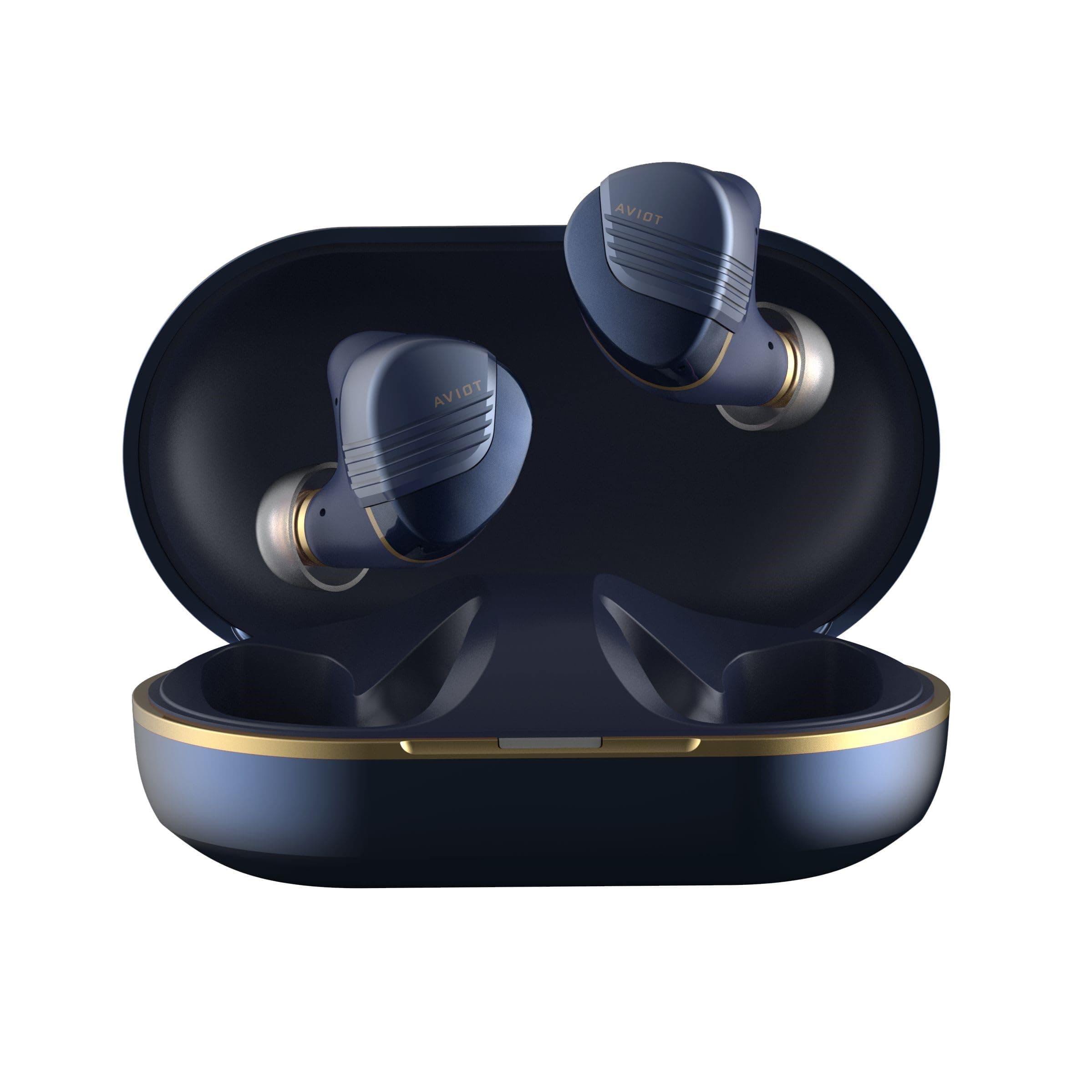 AVIOTTE-W1 Wireless Earbuds, Sound Coaxial 3D System, Adaptive Hybrid Noise Cancelling, High-Resolution Audio, LDAC Technology, Up to 50 Hours Playback, IPX4 Water Resistance (Dawn Navy)
