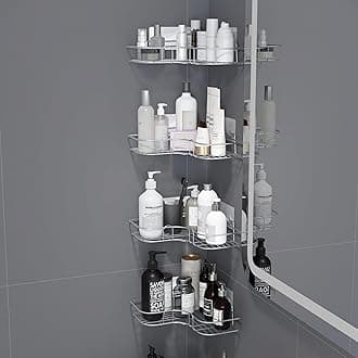 Drill Free Stainless Steel Bathroom Shelf/Self Adhesive Corner Shelf for Wall/Kitchen Corner Shelf/Bathroom Organizer Without Drill-Pack of 4 (Chrome)