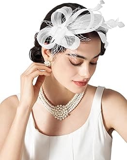 SWEETV Fascinators Headband with Feather, Women's Tea Party Hat for Kentucky Derby, Cocktail, Wedding, Fancy Dress Party