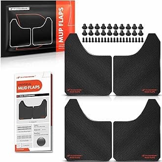 A-Premium 4 Pcs for Black Universal Carbon-Fiber Splash Guards Mud Flaps Mudflaps Mudguard Fender Flares for Car Pickup Truck SUV with Hardware Front and Rear