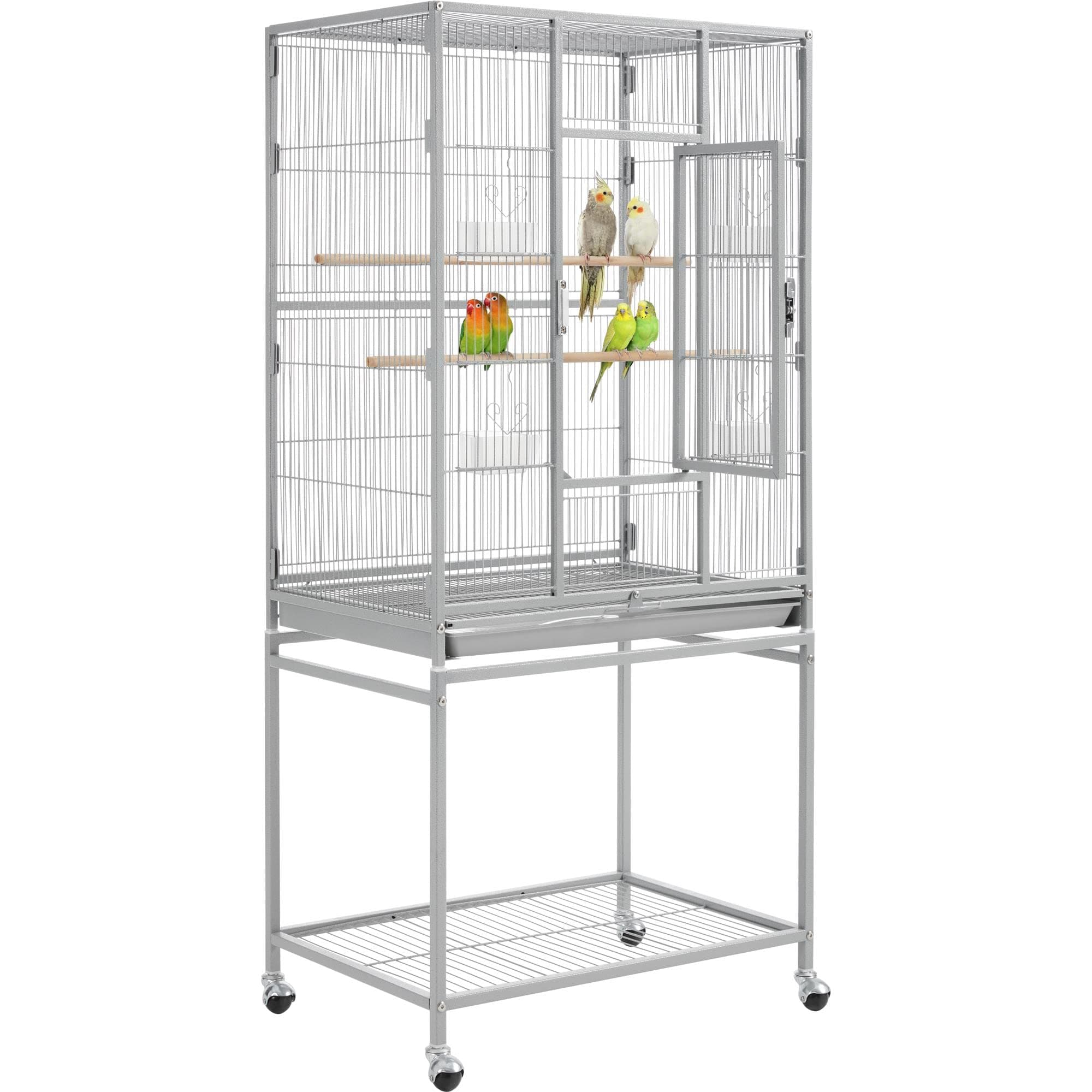 Yaheetech Metal Large Bird Cage Parrot Parakeet Cage w/Stand for Small Parrot Cockatiel Sun Parakeet Lovebird Budgie Finch Canary Green Cheek Conure, 54inch
