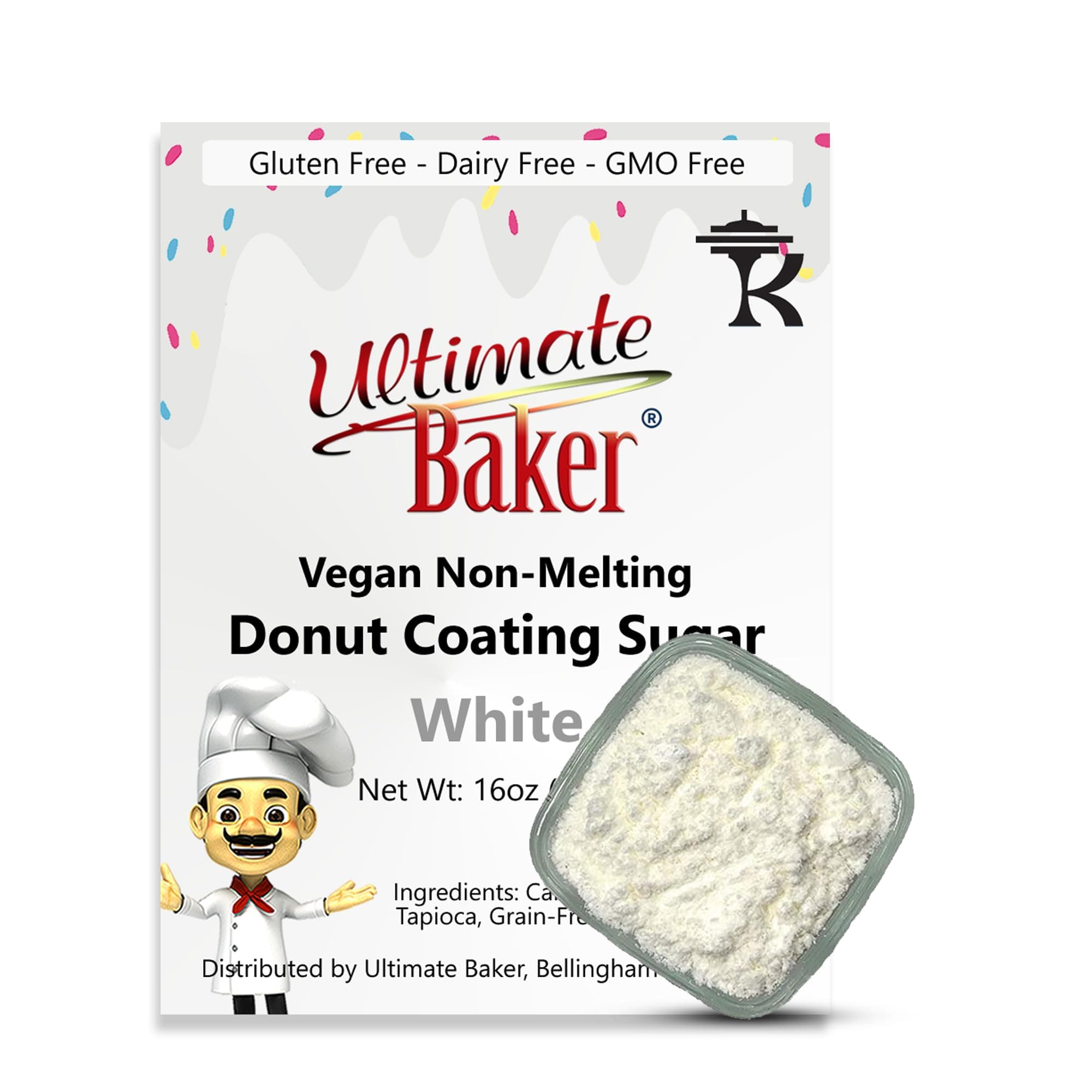 Ultimate Baker Vegan Dusting Powder, Non-Melting Snow Sugar for Donuts, Icing & Baking with a Smooth White Coating for Decorating & Finishing (16oz (1lb))