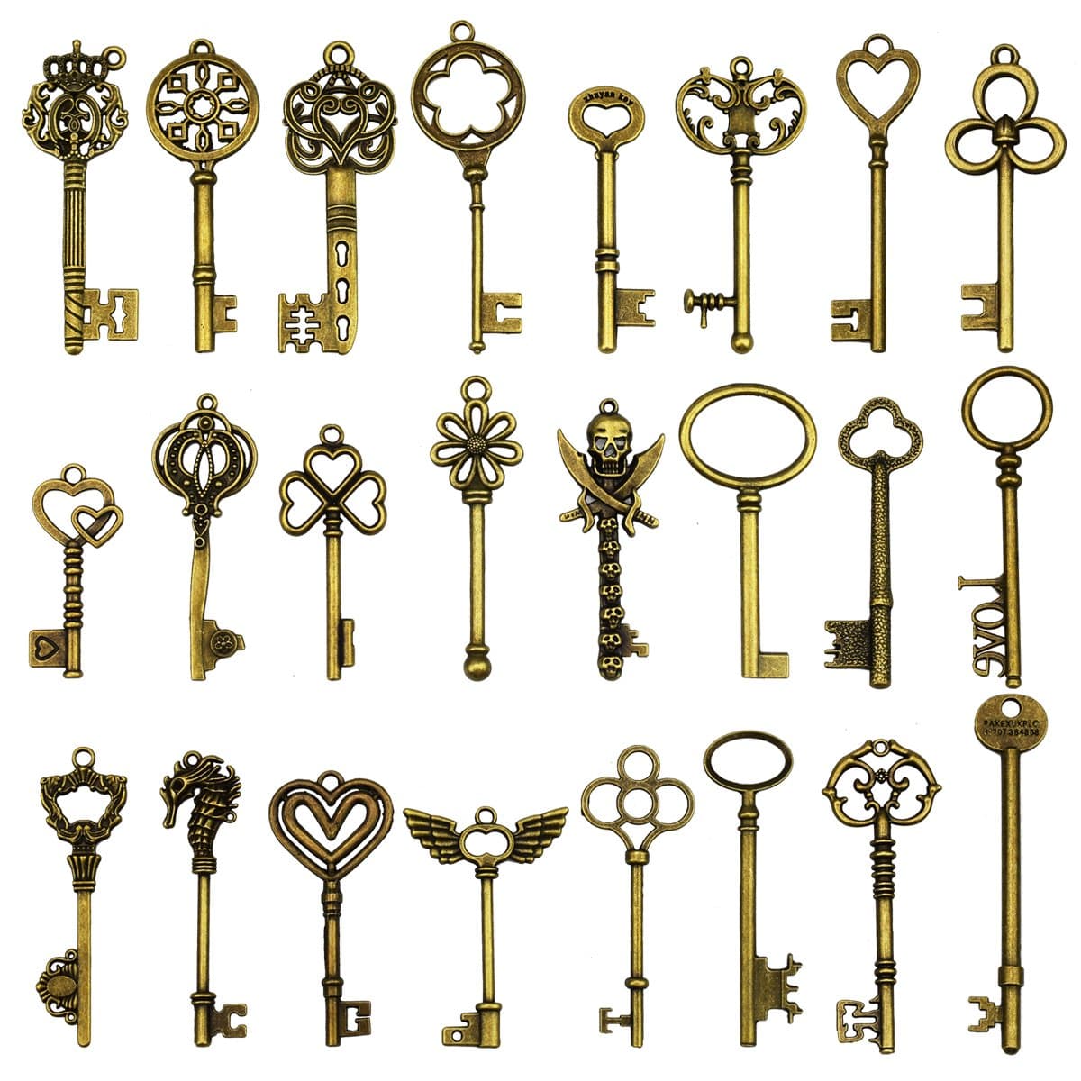 24Pcs Large Antique Bronze Skeleton Keys Rustic Key for Wedding Decoration Favor