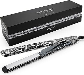 C3 Hair Straightener for Women | Professional Extra Long Titanium Plates | Ionic Flat Iron | Temperature Control 135°C-235°C | 20-Second Heat-Up | Travel Case | UK Plug | Zebra Silver