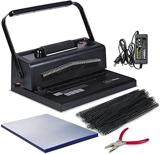 Binditek Spiral Binding Machine for Letter Size/A4/A5, Electric Coil Inserter, Manual Round Hole Punch, Adjustable Side Margin, with 100pcs 5/16" Binding Coils & Plier & Binding Cover