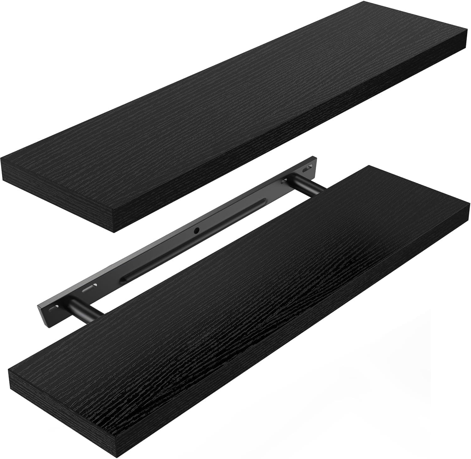 Set of 2 Black Floating Shelves